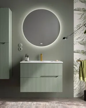 Mueble Baño Suspendido con Lavabo Cerámico | 2 cajones con Cierre Amortiguado y Organizador | 60 cm Leaf