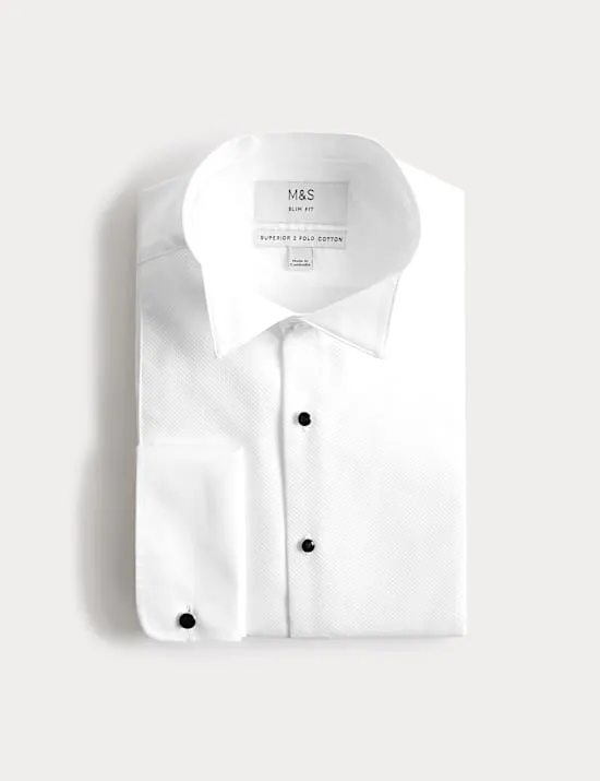 Slim Fit Luxury Cotton Double Cuff Dress Shirt
