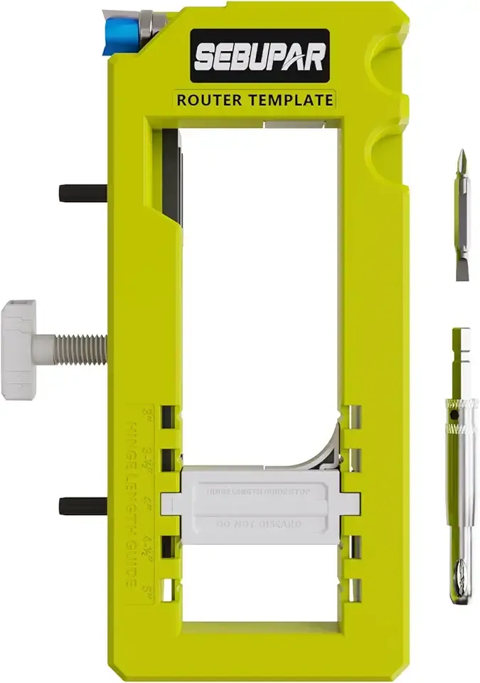 Door Hinge Jig, Door Hinge Mortiser, Router Template Fits for Door Hinges from 3” to 5” Length and Types of Square, Radius 1/4” or Radius 5/8”.