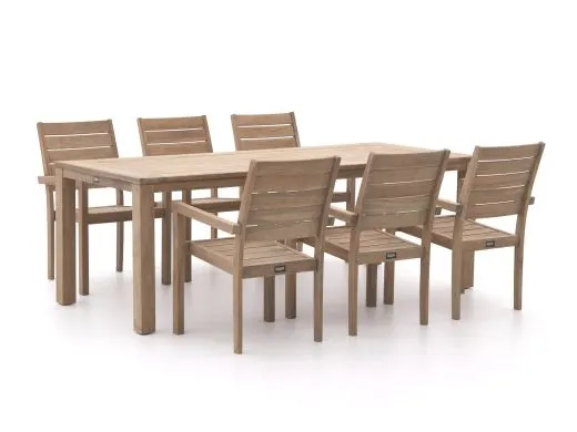 ROUGH-S 220cm dining tuinset 7-delig stapelbaar