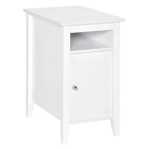 Wooden3-Tier Modern Nightstand With Pullout Shelf & Adjustable Open Shelf, White