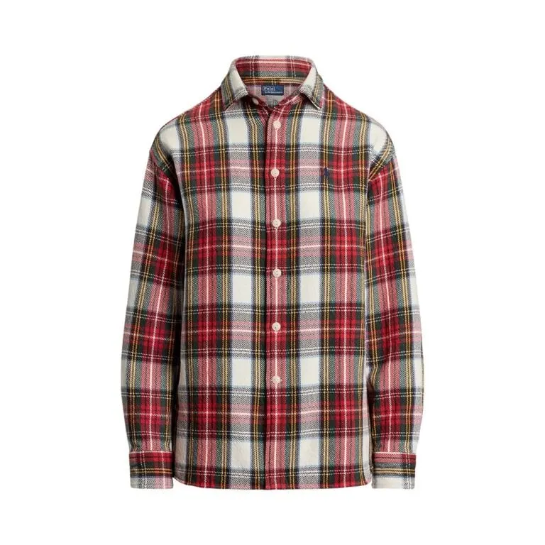 Relaxed Fit Plaid Cotton Twill Shirt - Rød