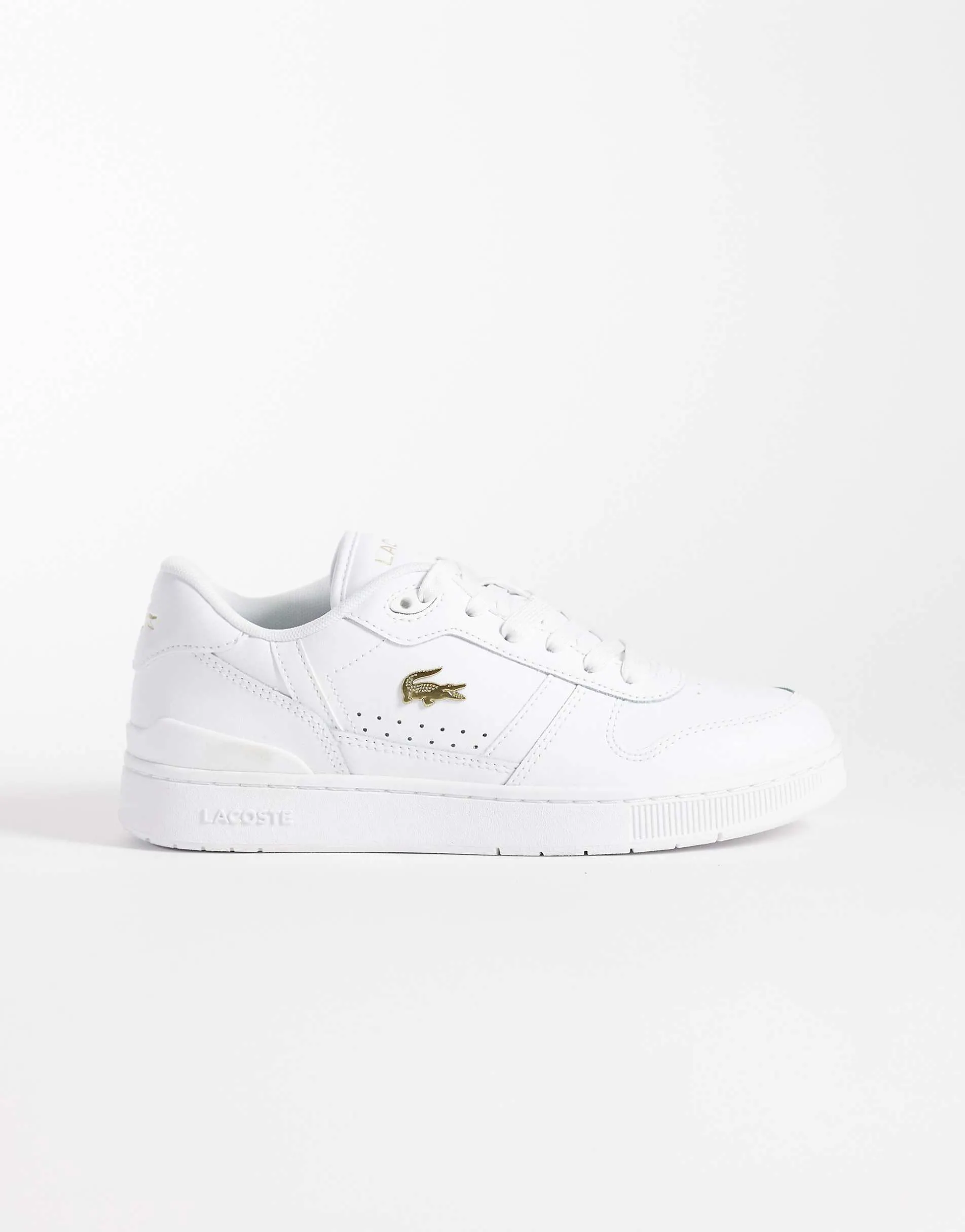Lacoste t-clip set gold detail trainer in white