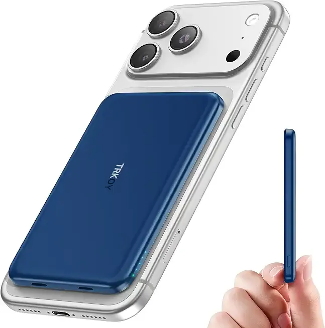 for Magsafe Portable Charger, 5000mAh Slim Magnetic Power Bank with USB-C | Travel Essential for MagSafe Battery Pack Wireless, Compatible with 17/16/15/14/13/12 Series (Cosmic Blue)