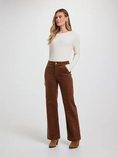 Just Jeans Cord High Rise Wide Leg Pocket Trouser
