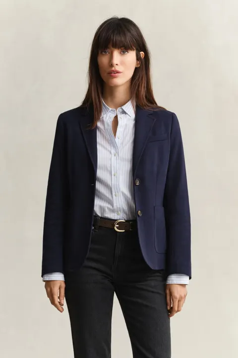 Slim fit piqué blazer