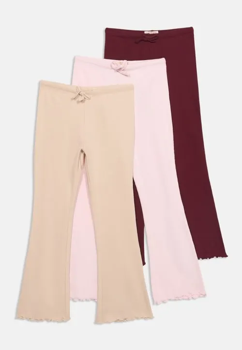 GIRLS FLARED WITH LETTUCE HEM 3 PACK - Tights - beige/bordeaux/light pink