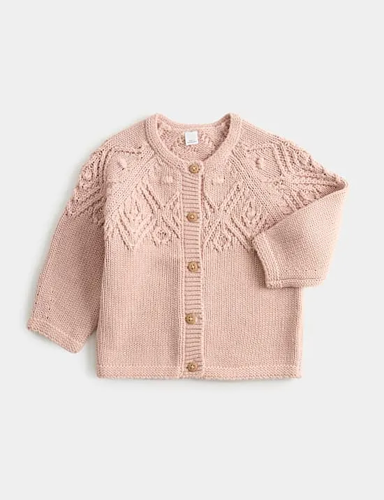Strickjacke mit Muster aus reiner Baumwolle (0–3 Jahre)