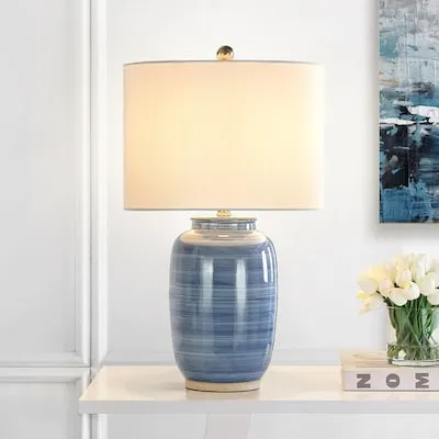 Sana 24-in Distressed Brown LED Touch Table Lamp with Linen Shade 2 -Set