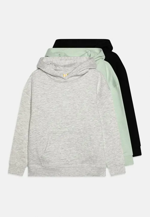 UNISEX 3 PACK - Hoodie - black/mottled light grey/mint