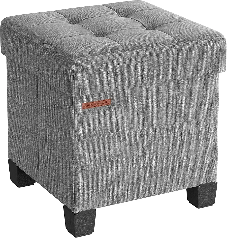 Storage Ottoman, Small Ottoman Foot Rest with Legs, 15 x 15 x 15.7 Inches Foot Stool, Load up to 660 lb, for Living Room, Bedroom, Dorm, Dove Gray ULSF014G02