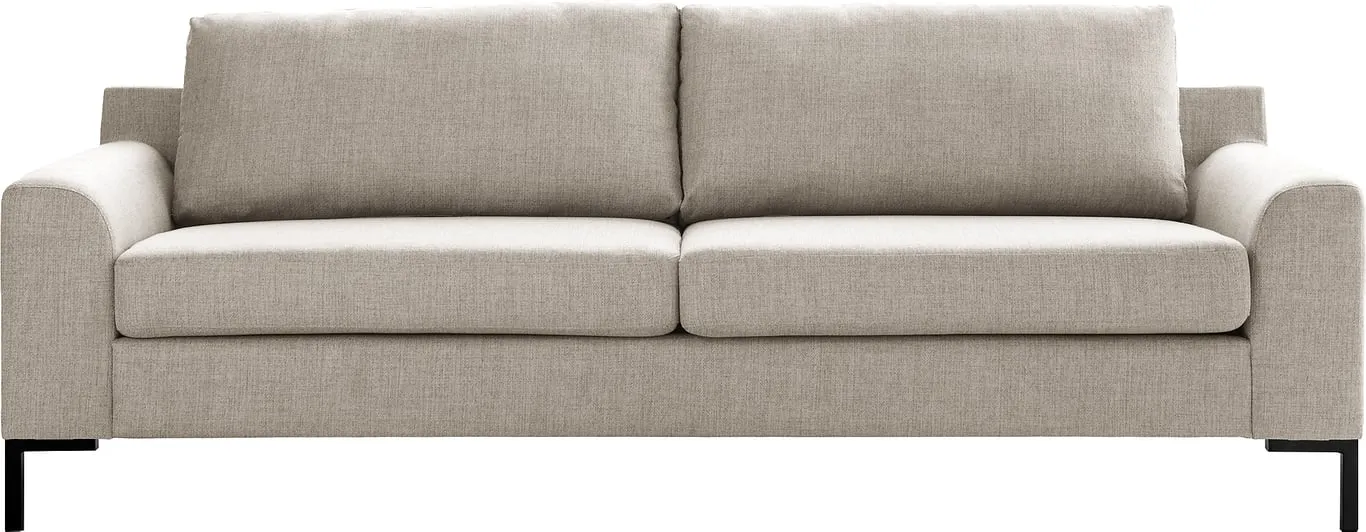 Freya 3-seter sofa Med 2 seteputer og vinkelben i svart metall, stoff Iberia krem