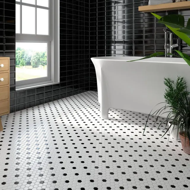 Mosaico porcelánico hexagonal ABBOT. 23 mallas por caja. 1,79m2/caja