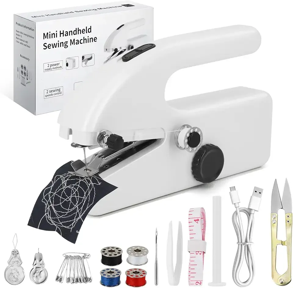 Handheld Sewing Machine for Beginners, Portable Mini Sewing Machine with Two Speed Modes, Easy to Operate and Fast Stitch Suitable for Clothes, Fabrics and Quick Home Repairs