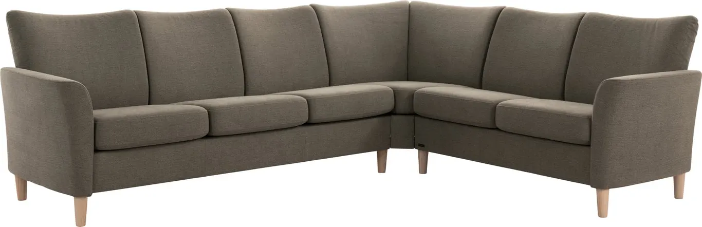 Modulsofa. Oppsett B53 (3vinkel2) stoff Saga Forest, ben hvitpigmentert