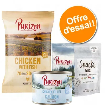 Offre d'essai : Croquettes, boîtes et friandises Purizon pour chat