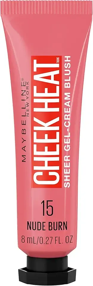Maybelline Cheek Heat Gel-Cream Blush Makeup, Lightweight, Breathable Feel, Sheer Flush Of Color, Natural-Looking, Dewy Finish, Oil-Free, Nude Burn, 1 Count