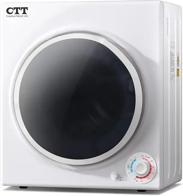 CTT 3.5 Cu. Ft. Clothes Dryer, 1500W Electric Dryers for Clothes, 110V Electric Clothes Dryer with Stainless Steel Drumble for 13.2 lbs. with 4 Automatic Drying Modes (White)