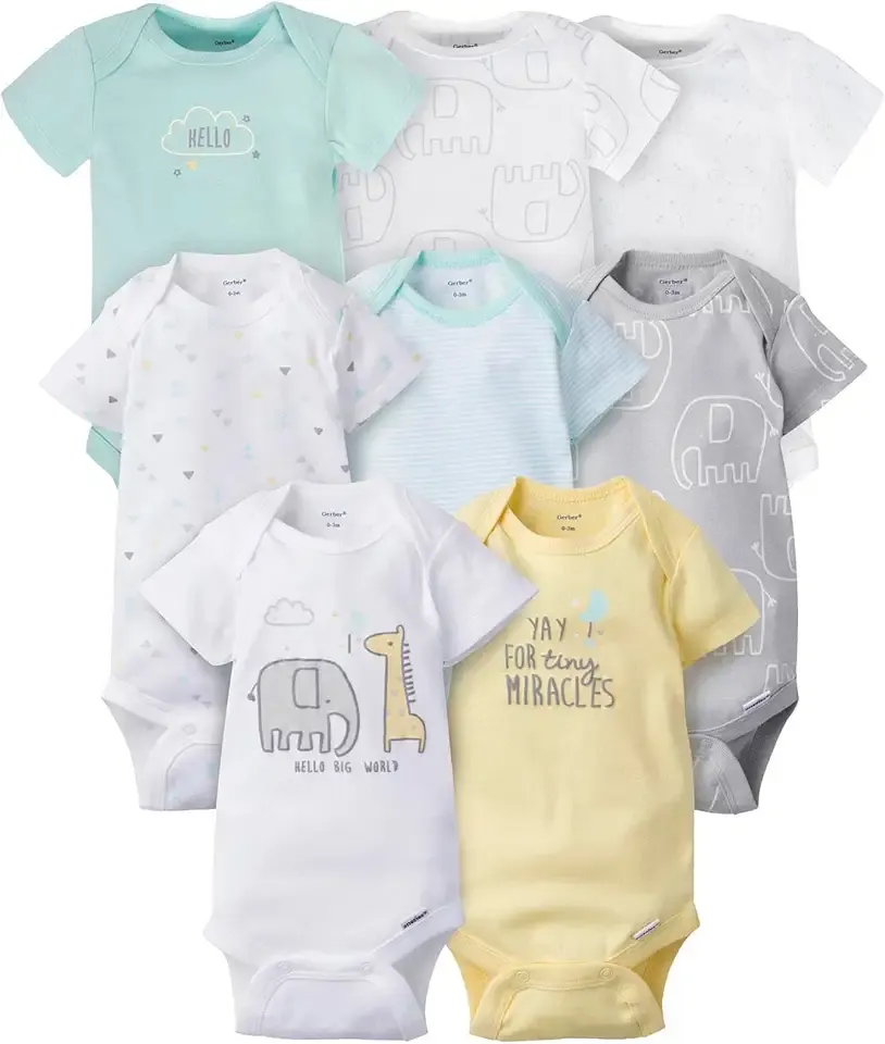 Unisex-Baby 8-pack Short Sleeve Onesies Bodysuits