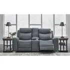 Signature Design by Ashley Mindanao Dual Power Leather Reclining Loveseat with Console