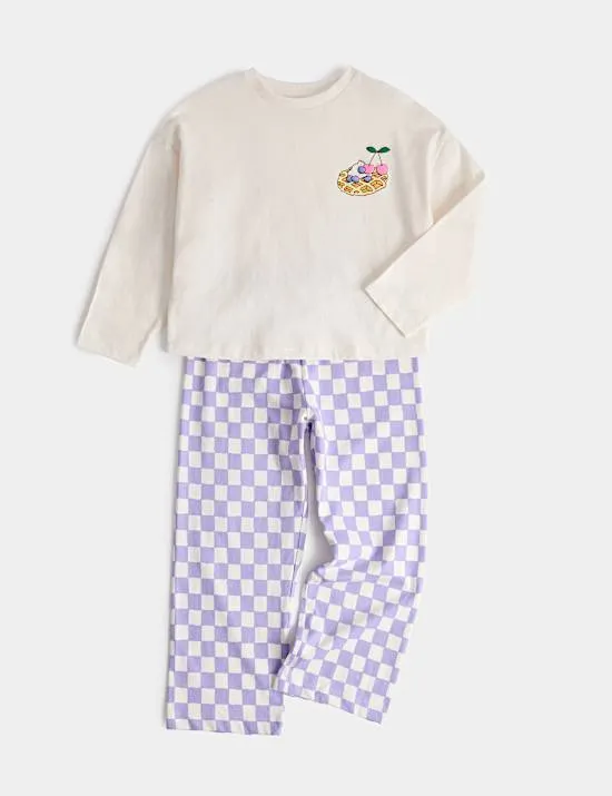 Pure Cotton Waffle Graphic Pyjamas (1-8 Yrs)