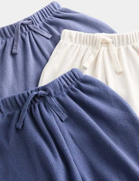 3 Pack Brushed Waffle Joggers (0-3 Years(