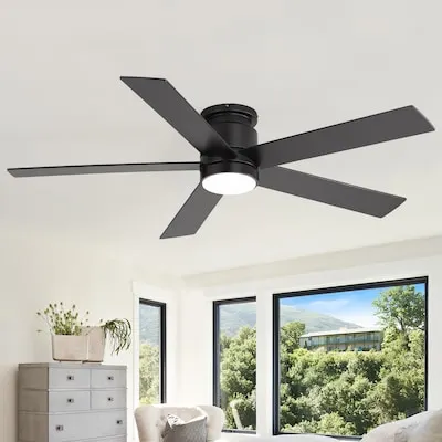 Boltz III Easy2Hang 52-in Brushed Nickel with Gray Blades Color-Changing LED Ceiling Fan With Light and Remote Control Included 5 -Blade