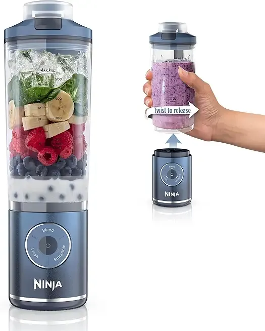 Blast Max, Portable Blender + Twist & Go, Personal Smoothie, Blend, Ice Crush, 3 Programs, Cordless, 22 oz removable Vessel, Dishwasher Safe, Leakproof, Navy, BC251NV
