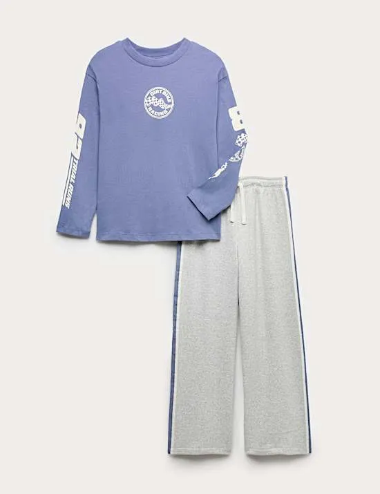 Schlafanzug mit hohem Baumwollanteil, Dirt Bike Racing-Motiv (6–16 Jahre)