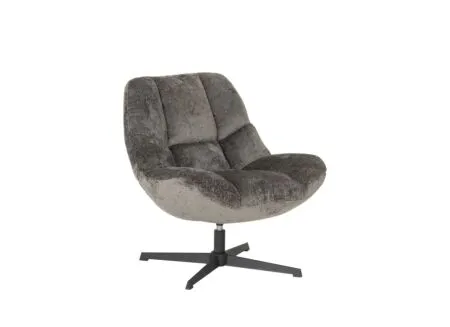 Draaifauteuil Iota 76x81x84cm - chenille - donkergrijs