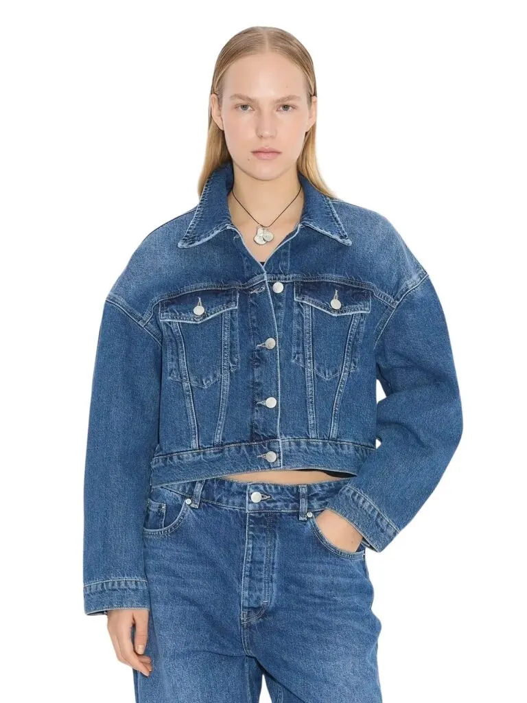 Cropped Denim Jacket - Blå