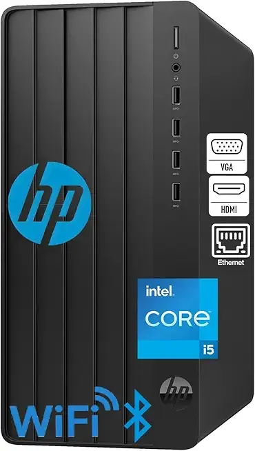 HP Desktop Computers Tower PC for Home and Business, Intel 6-Core i5-12500, 32GB DDR4 RAM, 1TB PCIe SSD, UHD Graphics 770, WiFi, Bluetooth, RJ-45, HDMI, VGA, Keyboard and Mouse, Windows 11 Home