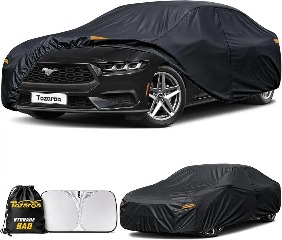 Car Cover Outdoor Coupe Covers(Length up to 193 inch) Universal Fit for Ford Mustang,Chevrolet Camaro Corvette,Toyota Camry,Tesla Model 3,BMW 3/4 Series,VW Jetta etc,Size C4(See Size Chart)