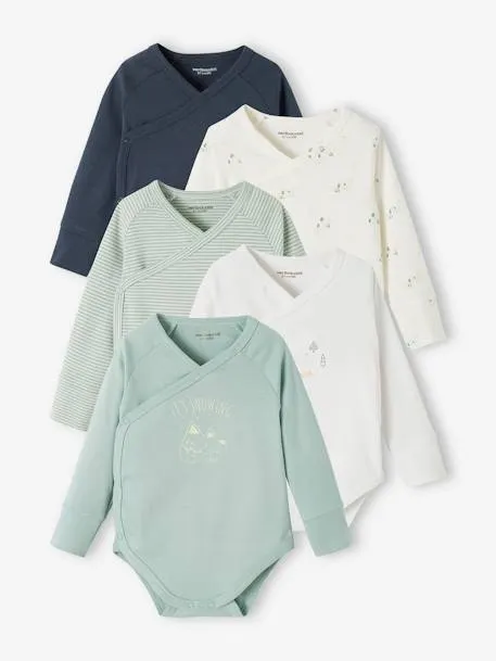 Lot de 5 bodies bébé évolutif ouverture naissance - bleu...