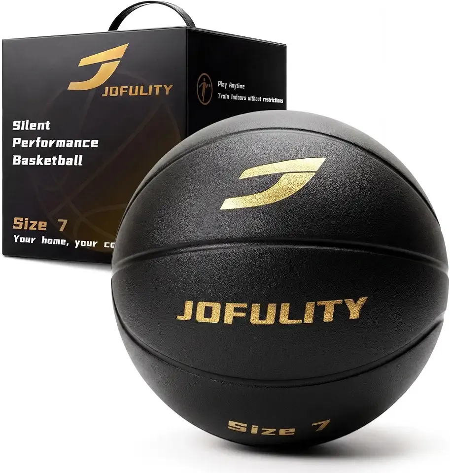 Silent Basketball Size 7, 95% Real Bounce, Airless Indoor Ball, 29.5-Inch, Regulation Weight, PU Foam, Deep Grip Grooves, Quiet Dribbling and Training, No Inflation Needed for Home Practice