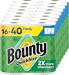 Bounty Paper Towels Quick Size, White, 16…
