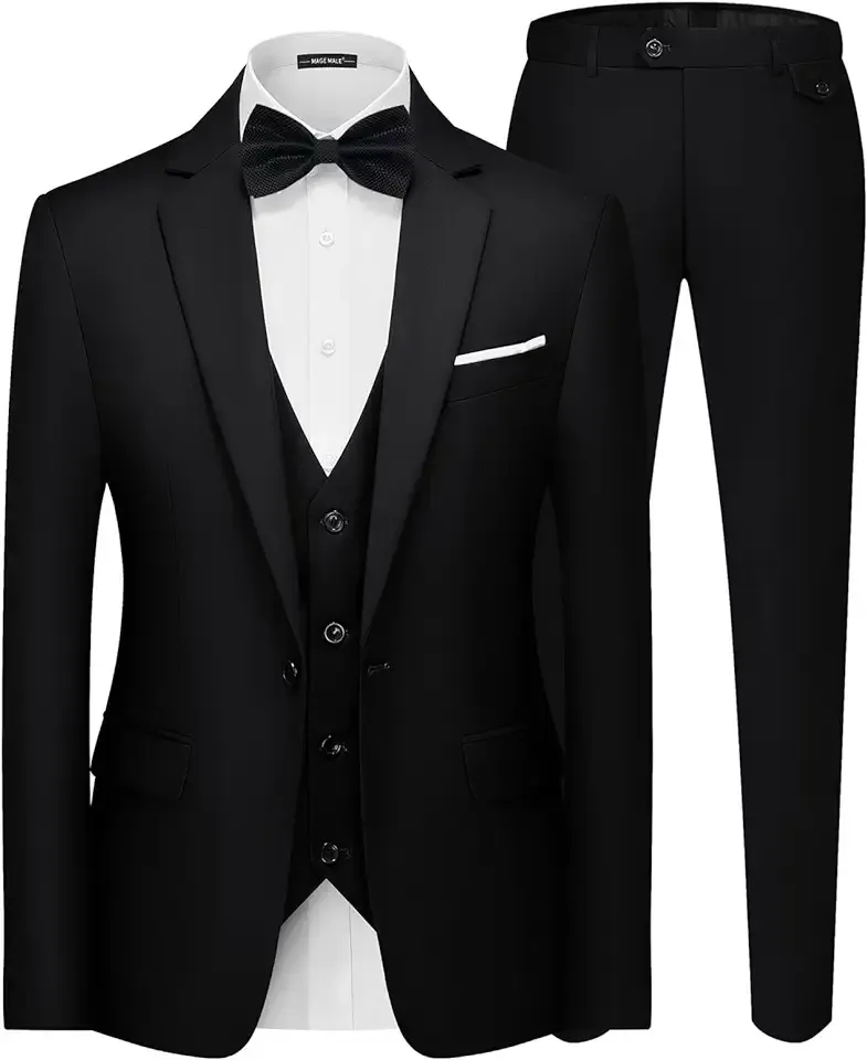 Men's 3 Pieces Suit Elegant Solid One Button Slim Fit Single Breasted Party Blazer Vest Pants Set
