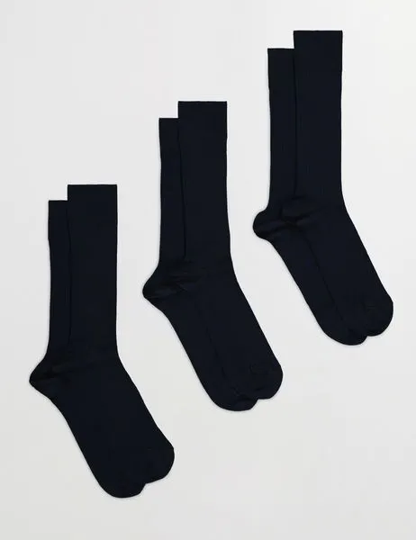3-pack Nine Rib knitted Sock Blue