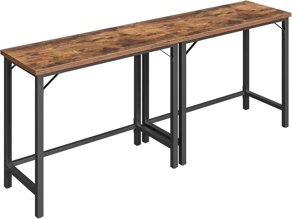 MAHANCRIS Narrow Bar Table, 63-Inch Pub Table for Dining Room, Counter Bar Tables with Sturdy Metal Frame, Connectable Bar Table, Multifunctional Console Table, Rustic Brown BTHR1601