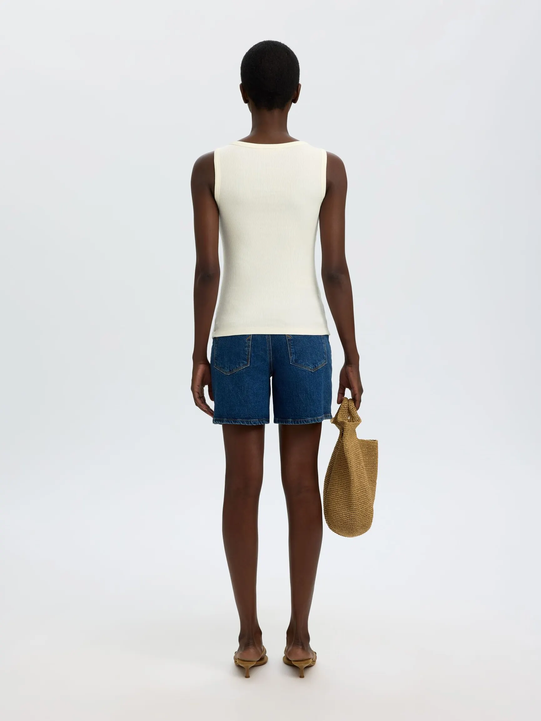 RIBBESTRIKKET BOMULL TANKTOP