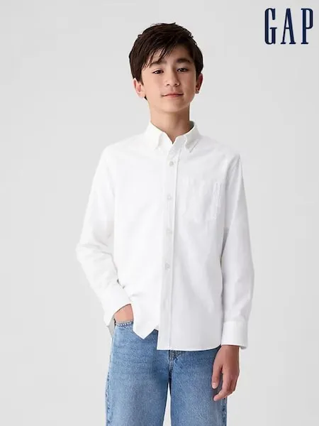 Gap Blue Cotton Long Sleeve Pocket Oxford Shirt (4-13yrs)