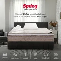 Colchón Spring Zefiro Sencillo 100x190 cm + 1 Almohada Relax + Protector