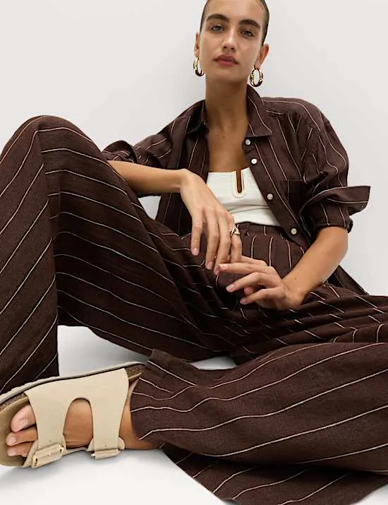 Pure Linen Wide Leg Trousers