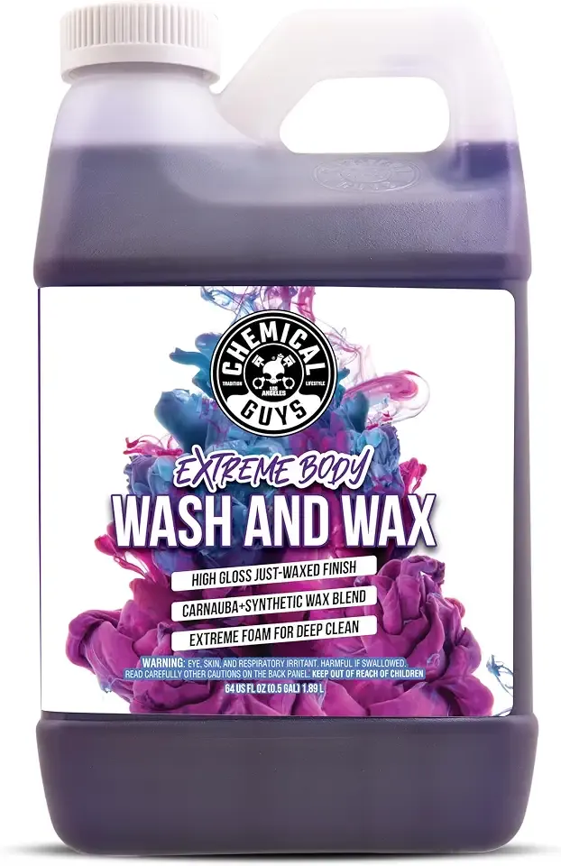 Chemical Guys, Extreme Bodywash & Wax Car Wash Soap, Grape Scent, 64 oz | Thick clinging foam in cannons, guns or buckets, carnauba adds gloss, gentle on wax and sealant, grape scent