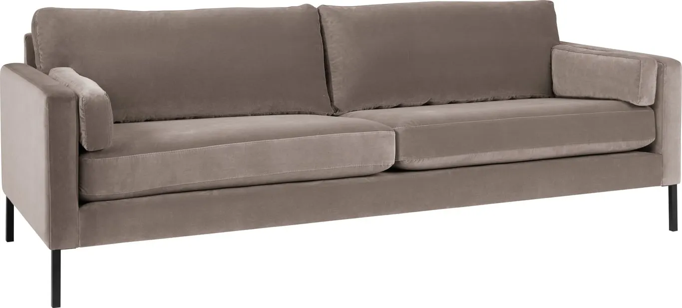 Nobel 3,5-seter sofa stoff D01/13 Royal light brown, dun rygg, svarte ben