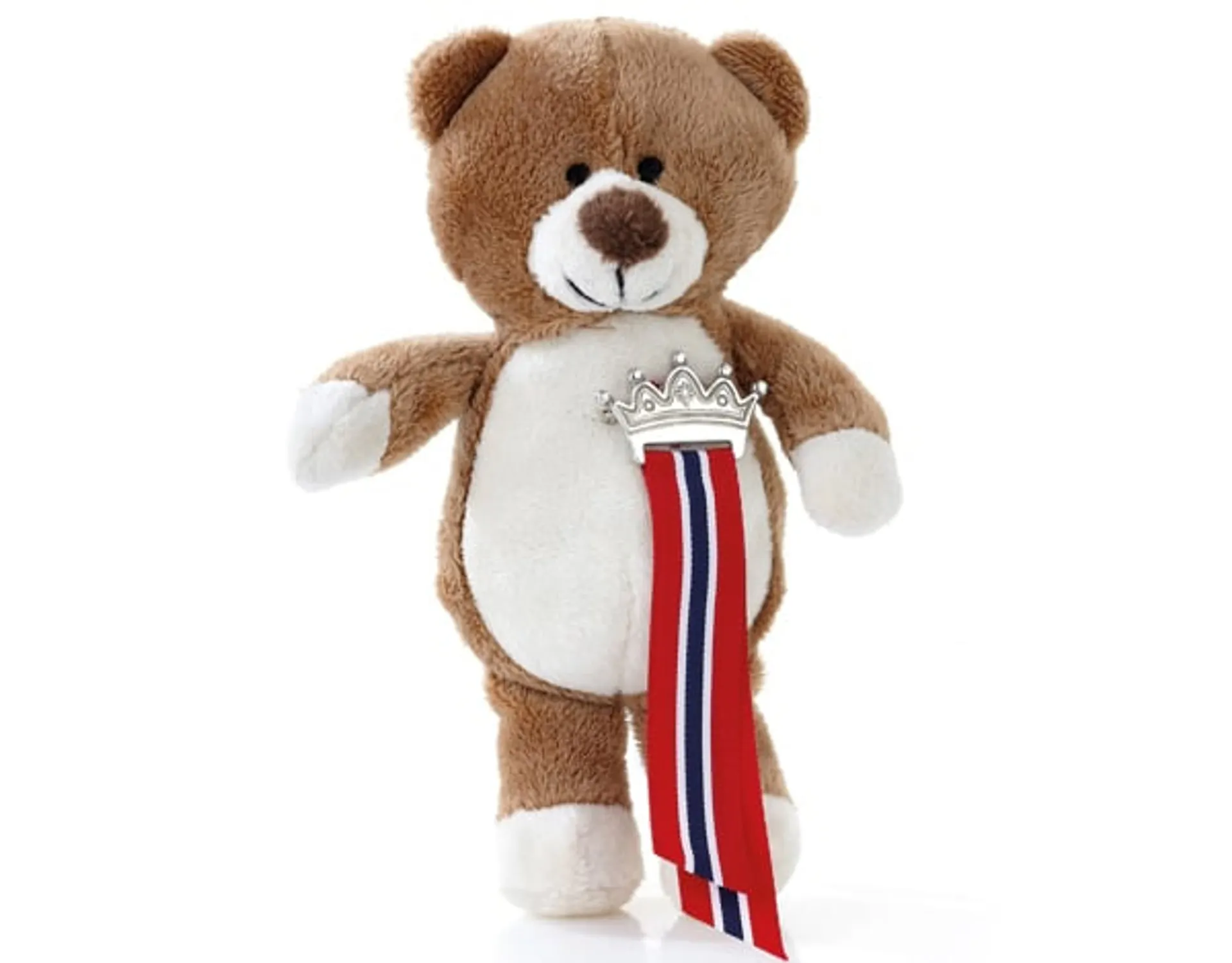 Teddybjørn med 17. mai-sløyfe i tinn