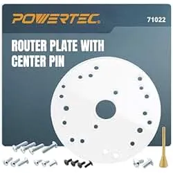 POWERTEC 6-1/2" Clear Acrylic Router Base Plate with Centering Pin & Mounting Screws | Predrilled Sub-Base Fits Bosch, DeWalt, Milwaukee, Makita, Porter Cable, Craftsman & More (71022)