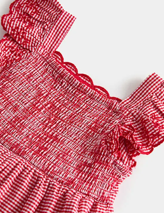 Outfit aus Oberteil und Hose mit Gingham-Muster (0–5 J.)