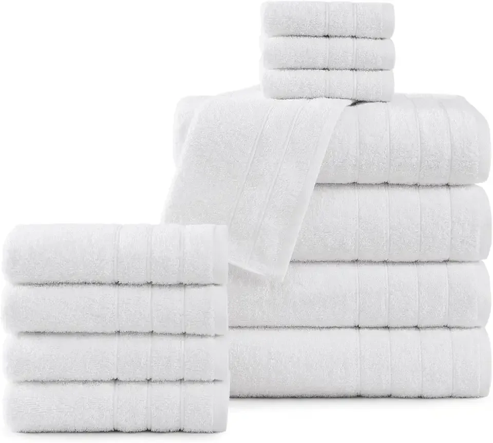 Casa Platino 100% Cotton Luxury Bathroom Towel Set - 12 Pcs - Super Soft, Fluffy & Highly Absorbent - 4 Large Bath Towels, 4 Washcloths, 4 Hand Towels - Complete Family Pack - White Bath Towel Set