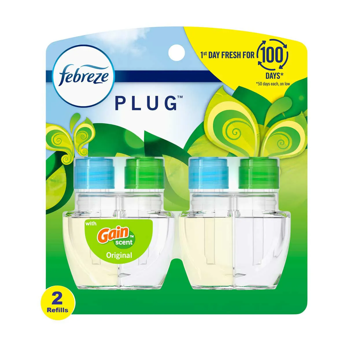 Febreze PLUG Air Freshener Refill, Gain Original Scent, 2 ct